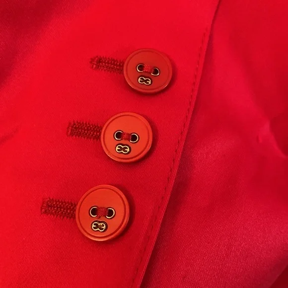 Escada Cotton Stretch Gorgeous Red Logo Button Lined Jacket